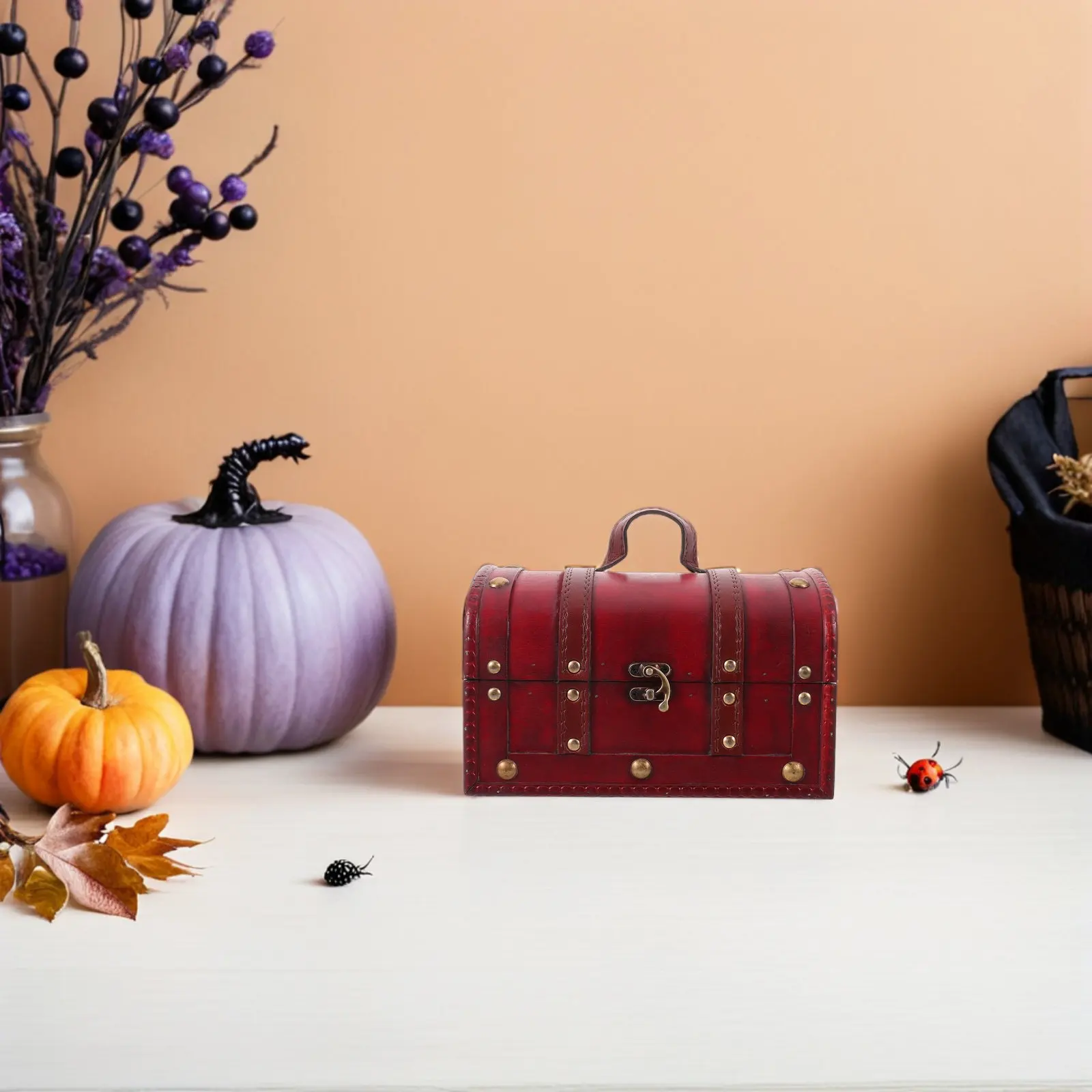 

Portable Vintage Wood Jewelry Box for Women Men Retro Decor Jewelry Organizer Storage Box for Necklaces Rings Earrings Watch