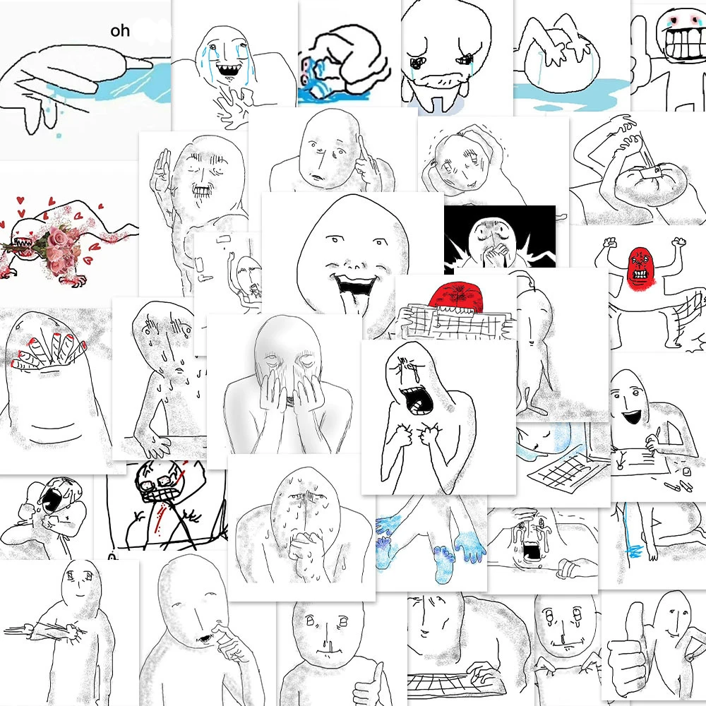 62PCS Emotional Breakdown Spoof Avatar Cartoon Sticker DIY Phone Laptop Luggage Skateboard Graffiti Decals Fun for Kid Toy