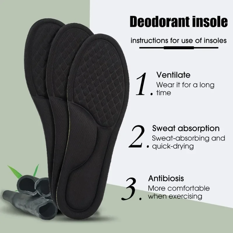 12/2pcs Soft Memory Foam Orthopedic Insoles Deodorizing Insole  Shoes Sports Absorbs Sweat Antibacterial Shoe Accessories