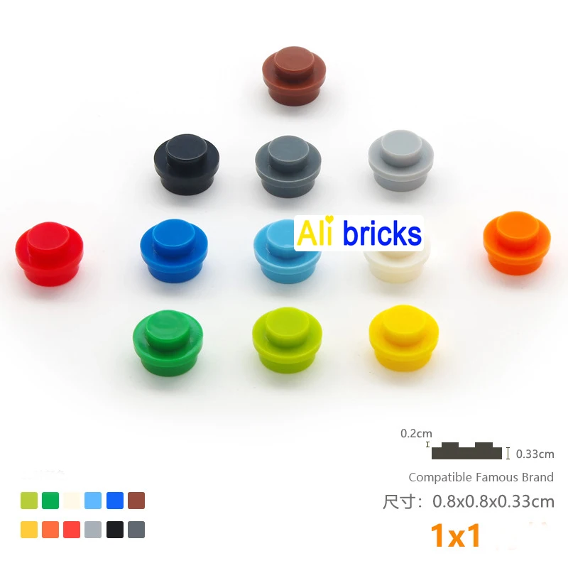 1200pcs 4073 MOC Thin Figures Bricks Round 1x1 Dots Building Blocks DIY Pixel Painting Materials Toys for Children