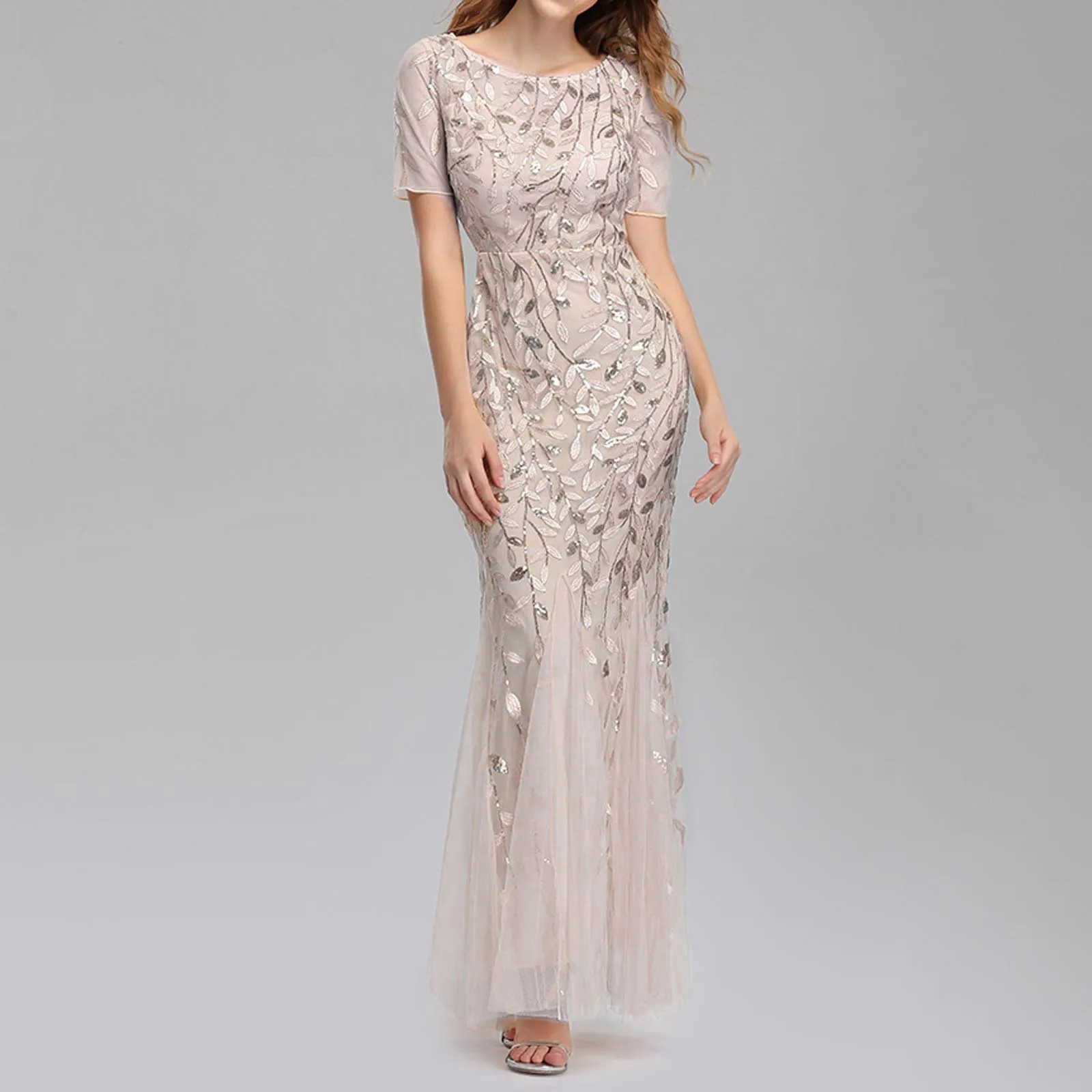 Robe de Soirée Élégante en Maille à Paillettes pour Femme, Tenue de Demoiselle d'Honneur, de Mariage, de Bal, Éducative, à la Mode