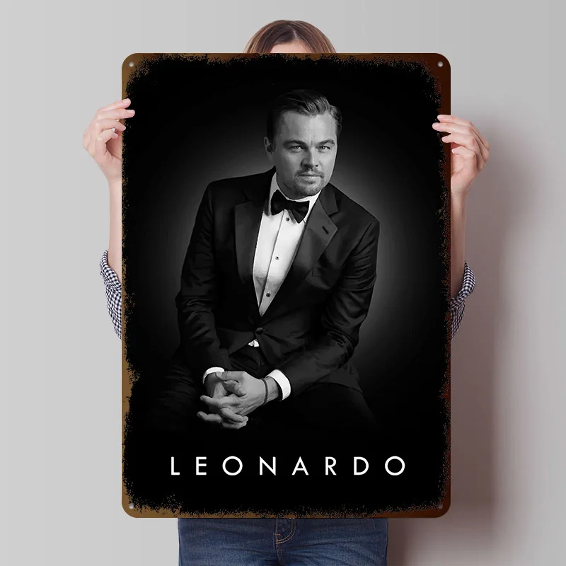 Leonardo DiCaprio Druckposter Maßgefertigte Retro-Wandkunst Vintage Metallschilder für Schlafzimmerdekoration Gaming-Raum-Zubehör