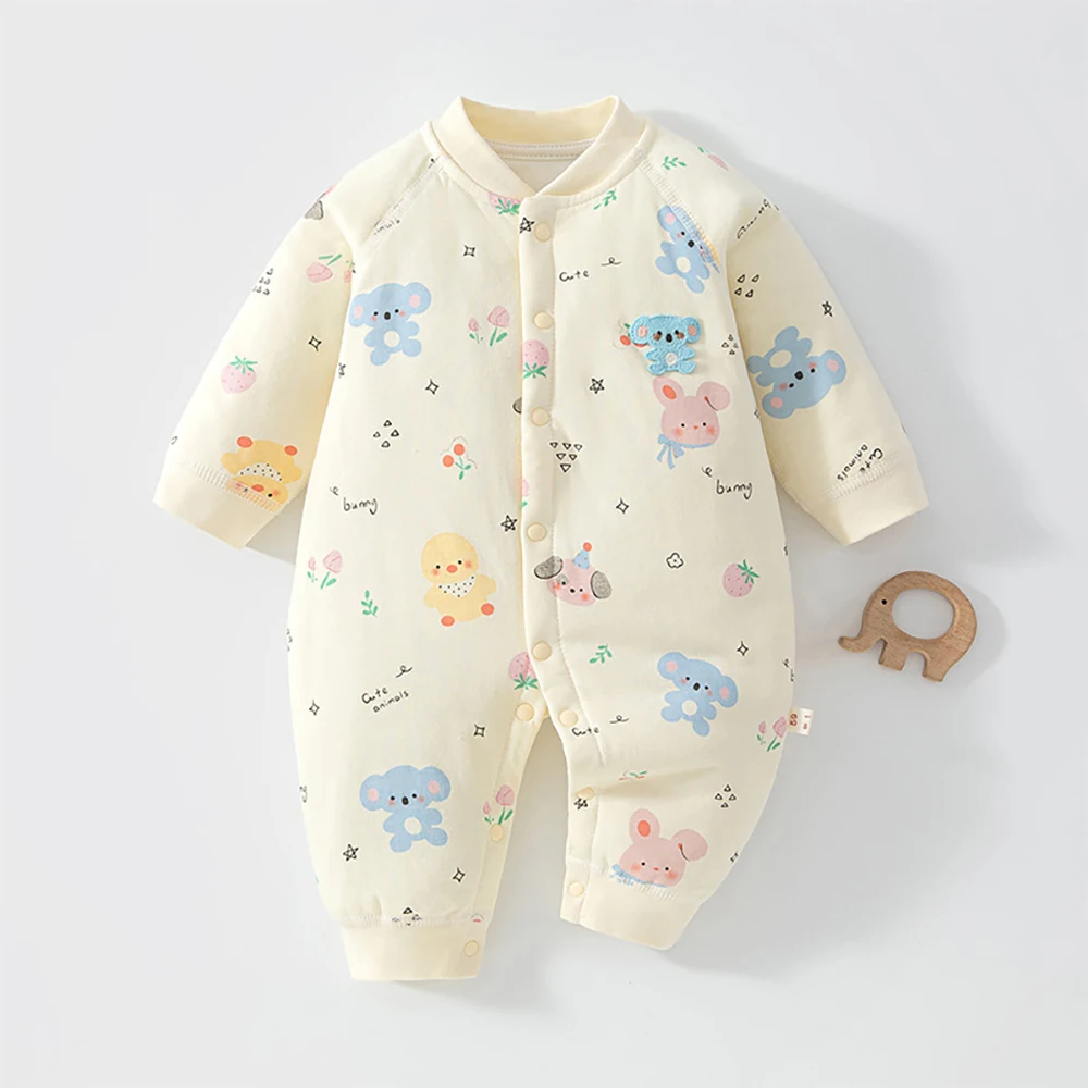 0-24M Newborn Baby Romper Winter Fleece Padded Toddler Jumpsuit Infant Girls One Piece Cartoon Bunny Baby Clothes