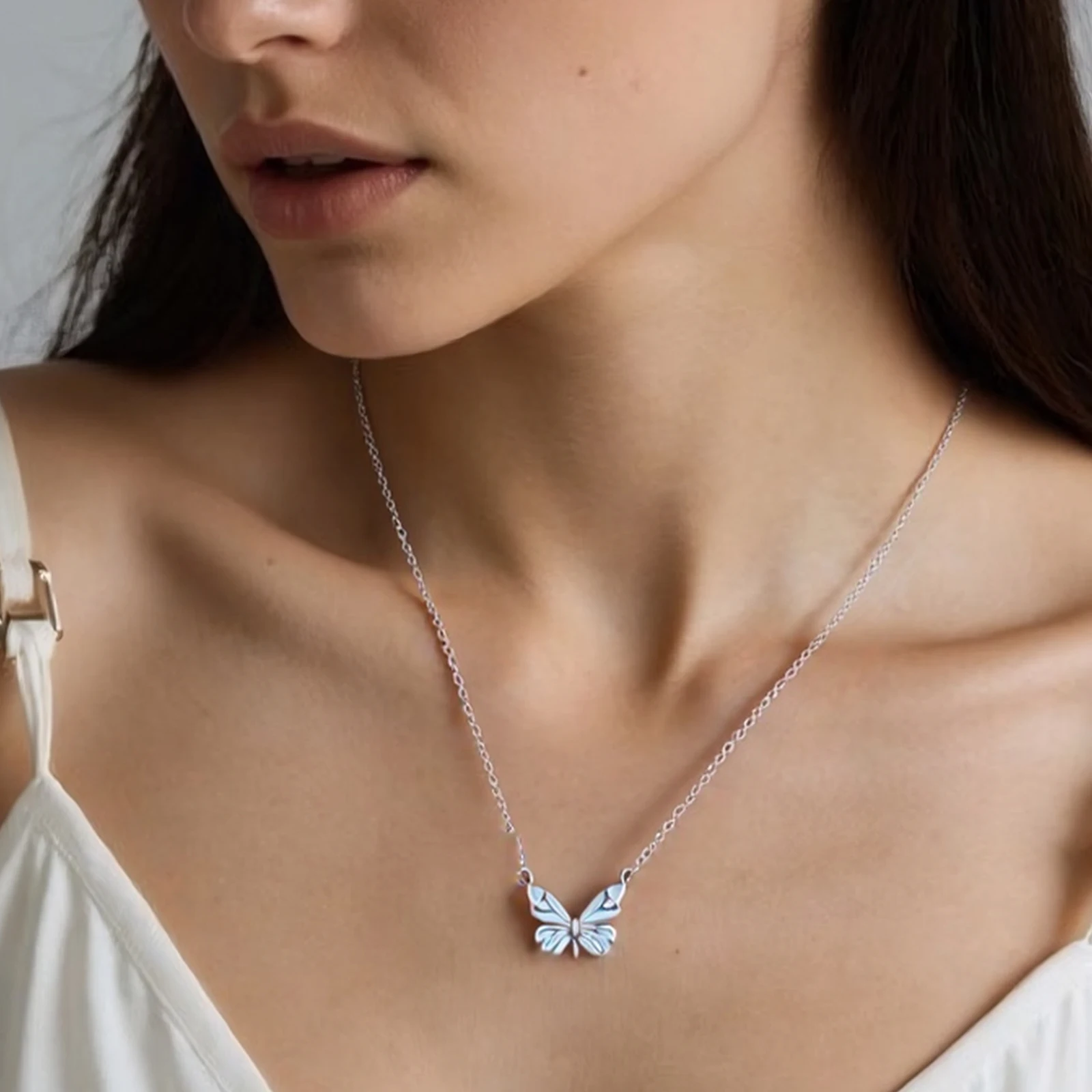 파란색 야광 나비 목걸이 팔찌, 섬세한 빛나는 나비 요정 목걸이, 여성용 나비 펜던트 목걸이