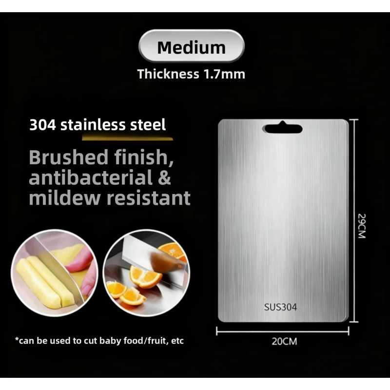 304 Stainless Steel Thickened Cutting Board Antibacterial Mildew-proof Kneading Dough Board Kitchen Fruit vegetable view 4