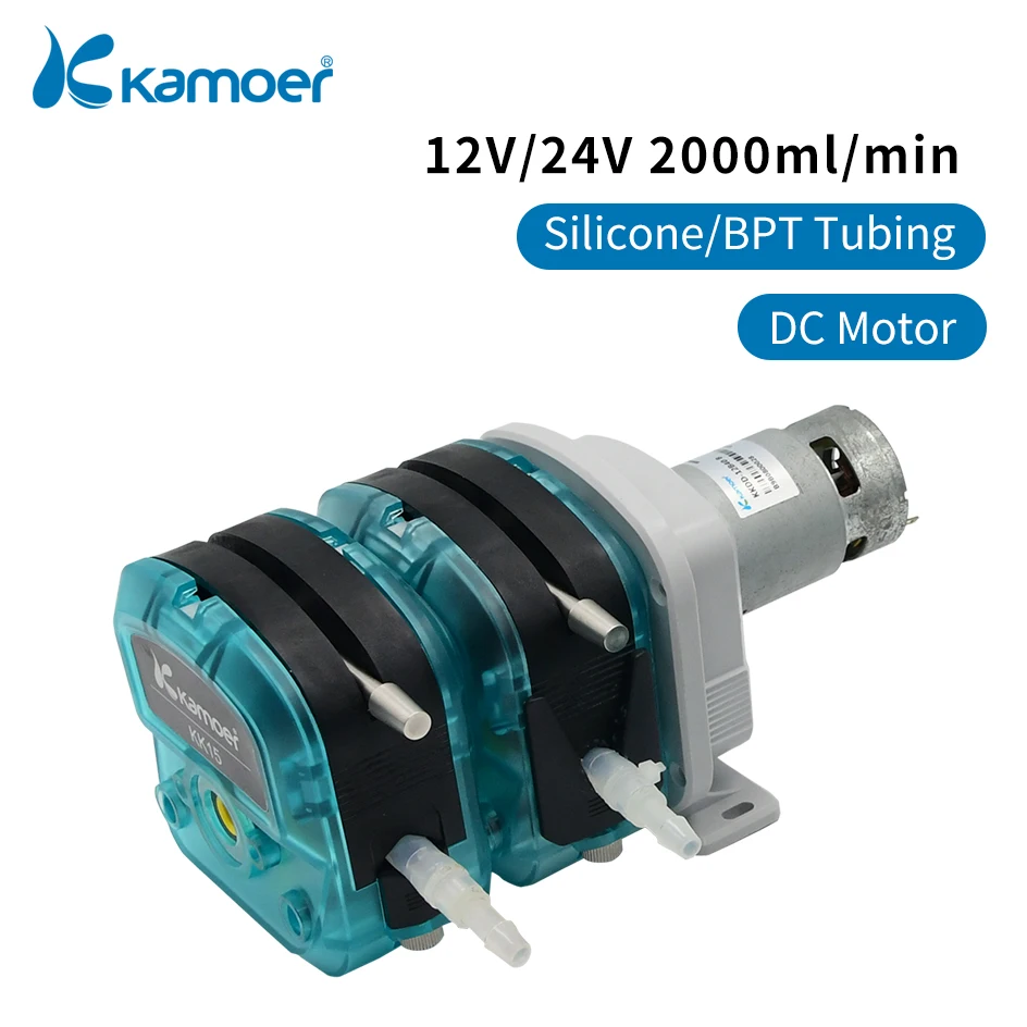 Imagem -03 - Kamoer High Flow Peristaltic Bomba Kkdd dc Motor Dosagem Bomba Cabeça Simples e Dupla Quick Change Tubing 12v 24v 4001300 ml Min