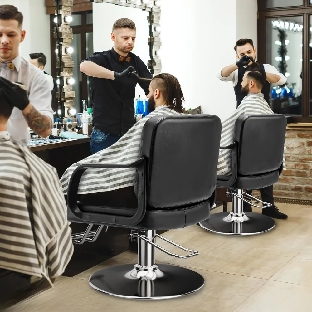 كرسي حلاقة أنيق مع دوران 360 درجة، وتعديل الارتفاع، وسعة 350 رطل، ويتميز بمضخة هيدروليكية متينة للمريح #2