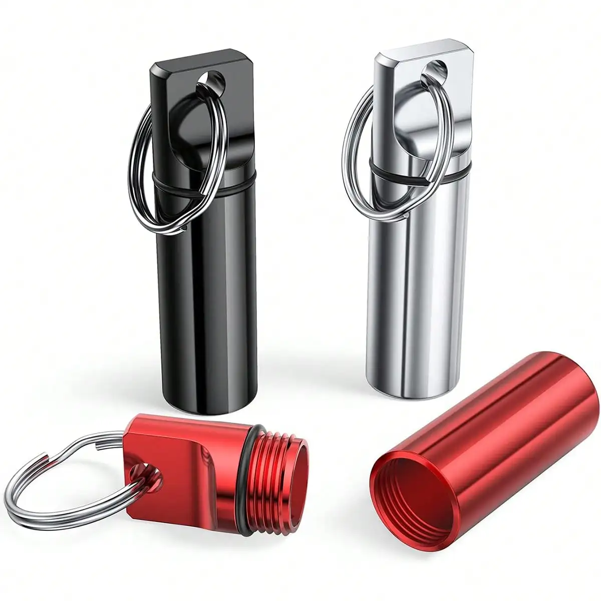 

3pcs Small Portable Pill Box Keychain, Aluminium Alloy Mini Pill Organizer Case Container For Purse,Waterproof Metal Pill Holder Medicine Bottle For Outdoor Camping Travel