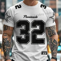 Mens passionate Number 32 Print T-Shirt Man Short Sleeve Sportwear Football T-Shirt Vintage Oversize 3 colors Tees Men Clothing