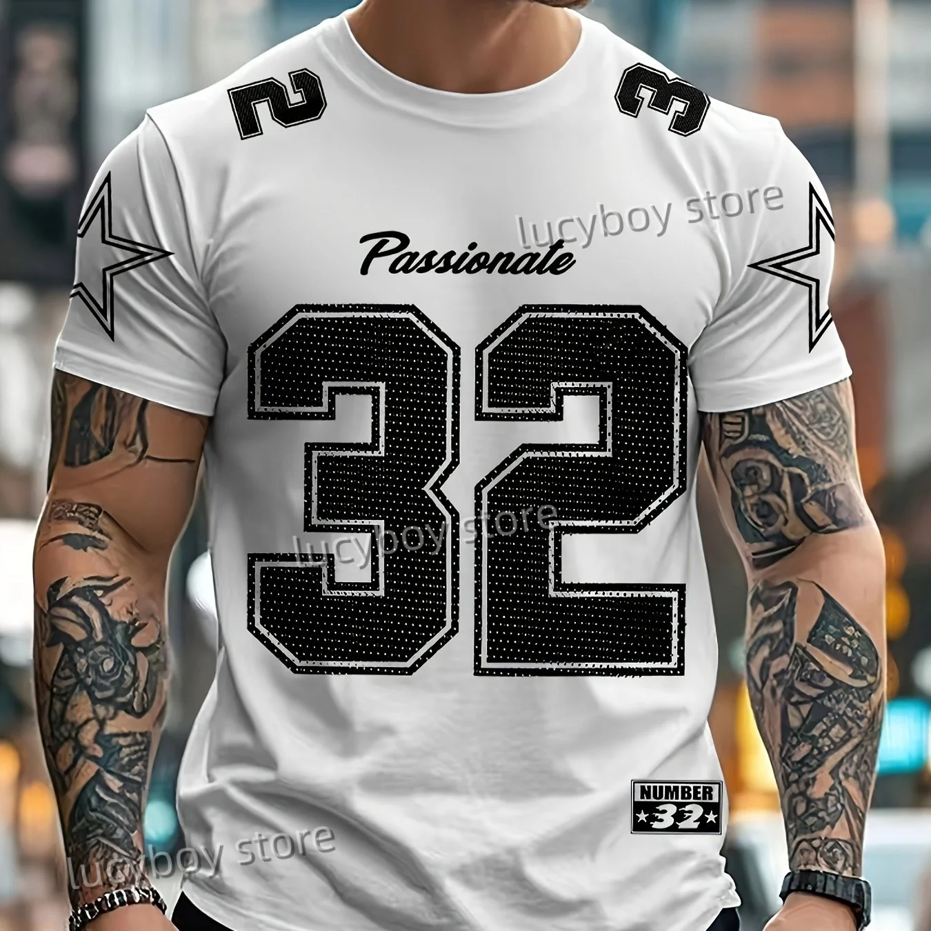 Mens passionate Number 32 Print T-Shirt Man Short Sleeve Sportwear Football T-Shirt Vintage Oversize 3 colors Tees Men Clothing