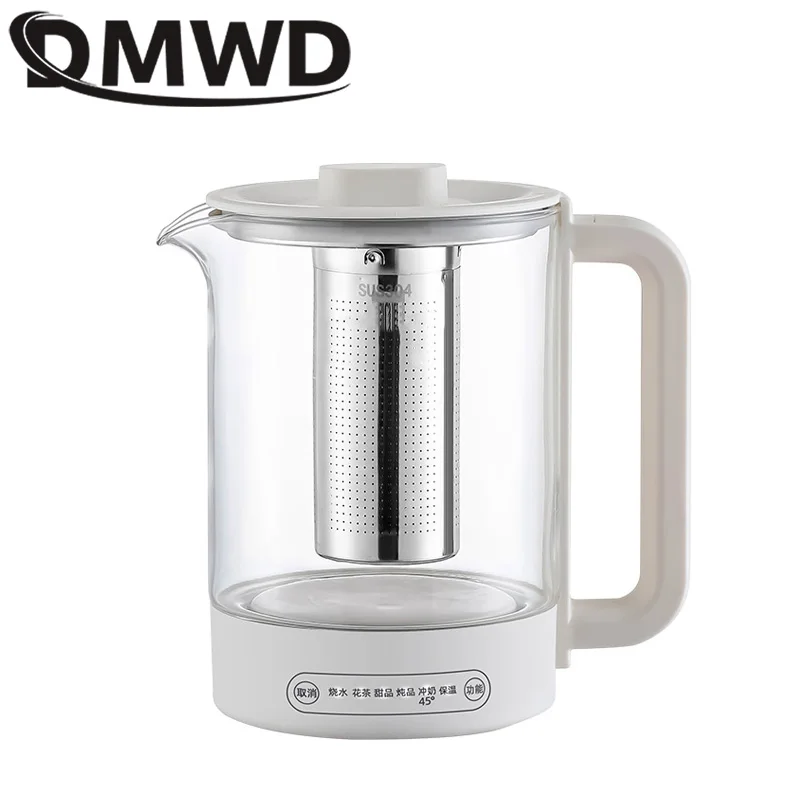 DMWD Protable Multifunction Electric Kettle Stainless Steel Health Preserving Pot Glass Boiled Warm Tea Pot Hot Water Cup 220V