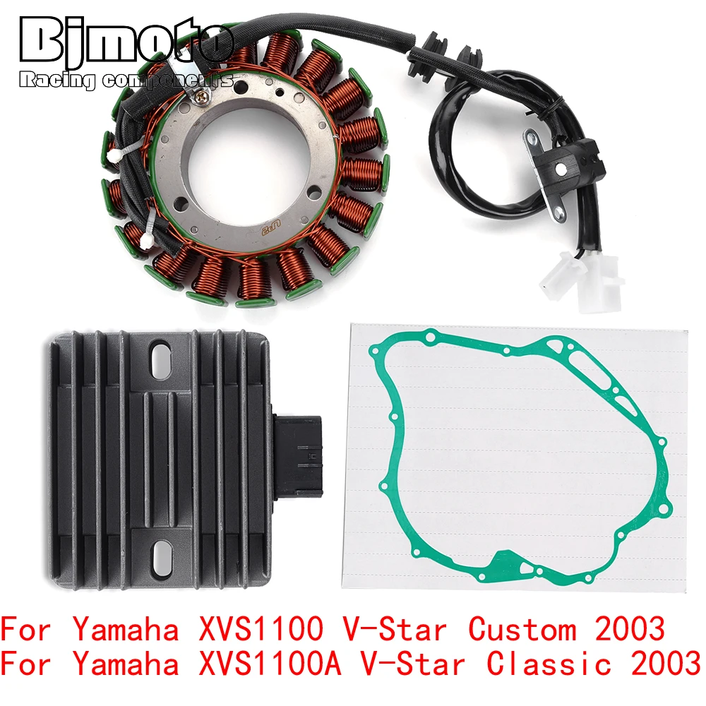 

XVS 1100 2003 Engine Stator Coil+Voltage Regulator rectifier For Yamaha XVS1100 A V-Star Custom Classic XVS-1100 with Gasket