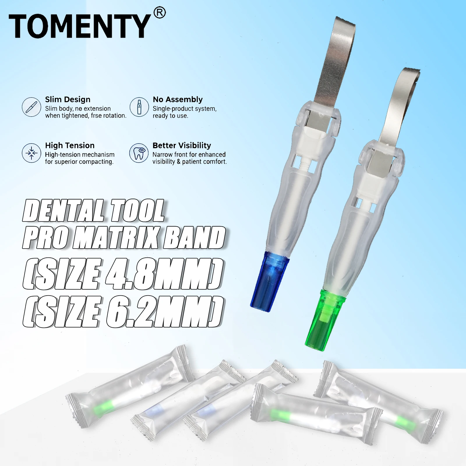 10/20Pcs Dental Matrix Bands Sectional Proximal Contouring Curved Matrice Band Adjustable 4.8/6.2mm Pre Formed Strips Tools