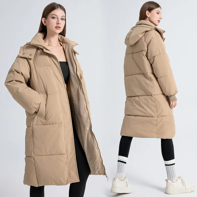 Manteau en duvet de coton épaissi russe pour femme, manteau long au genou, version coréenne, tendance hiver 2024, nouveau