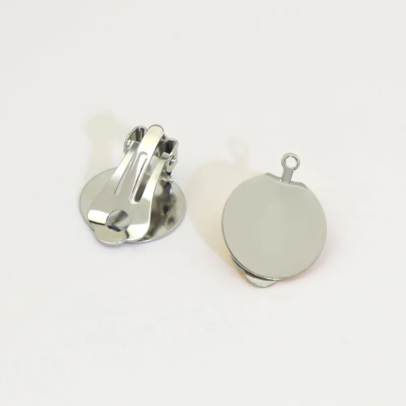 6 Stück Edelstahl-Ohrringverbinder 15mm Cabochon-Basis Ohrringe Clip-Ohrringe ohne Piercing Metall Einfach Ohne Loch – Detail 4