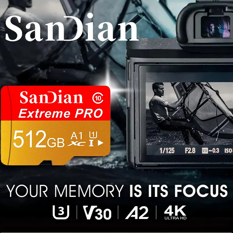 Memory Card 512GB Lightweight Micro TF SD Card 256GB SD Cards 128GB TF Cards Temperature Proof for Gaming Console/Speaker/CCTV