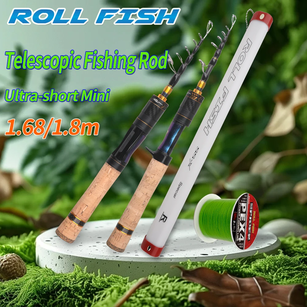 rollfish-ul-ポータブルカーボンファイバー伸縮式トラウト釣竿キャスティング-スピニングトラベルロッドギフト-100-メートルの釣り糸