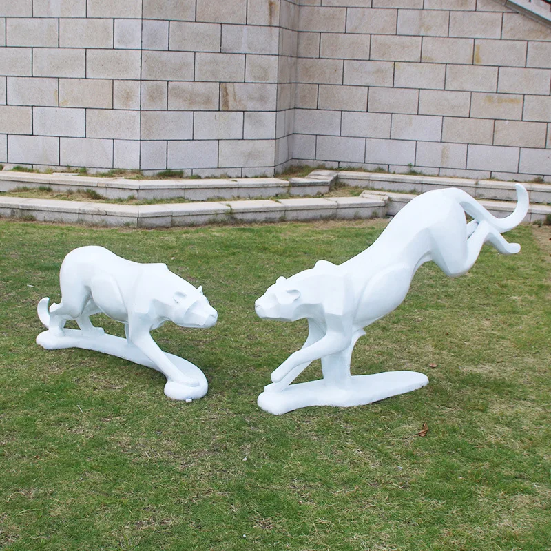 

Блок поверхности абстрактный леопард животное пейзаж скульптура FRP открытый сад сад сад орнамент эскиз