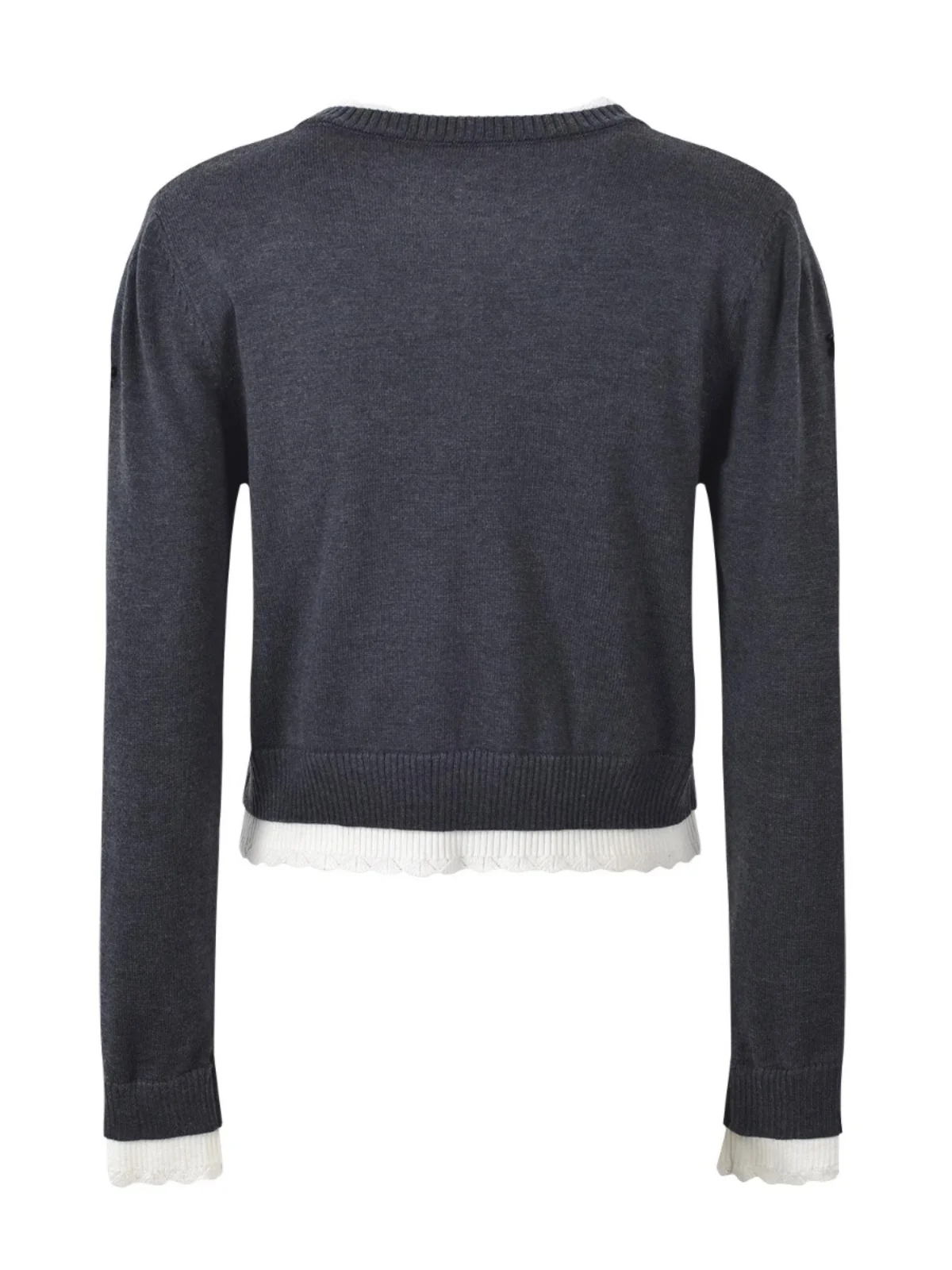 가을 겨울 니트 가디건 여성용 베이스 셔츠 헤비 비즈 장식 다용도 페이크 투피스 출퇴근 스타일...