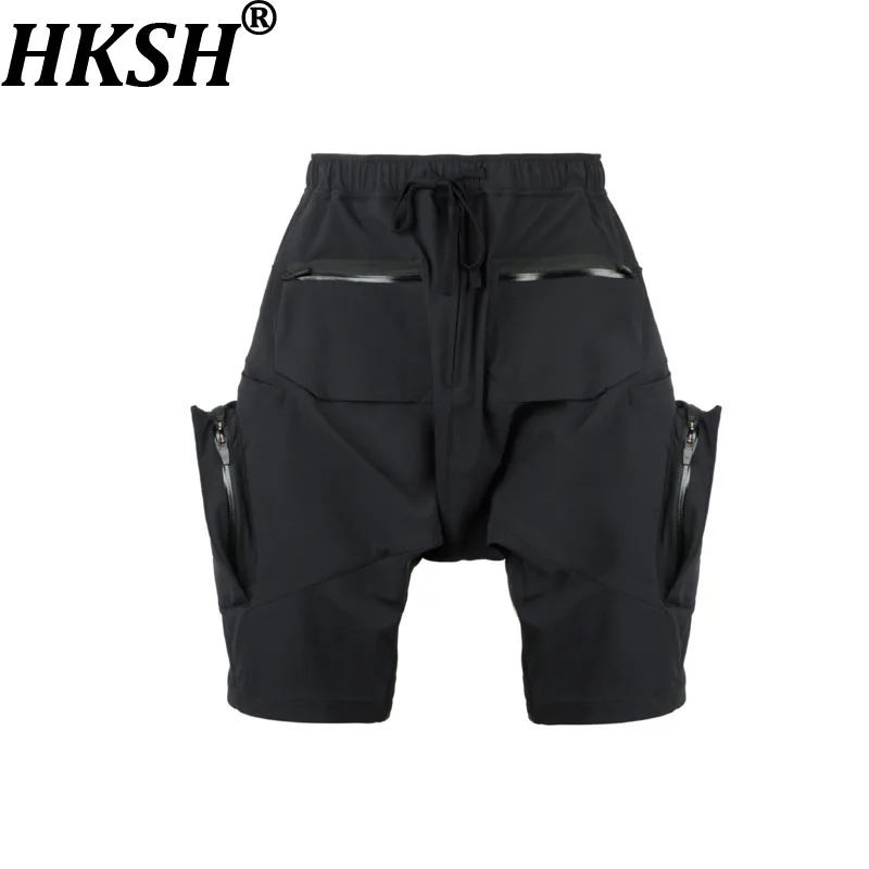 HKSH Spring Summer Men Tide Dark Safari Style Punk Pockets Zipper Windproof Shorts Wear-Resistant Water-Repellent Capris HK28399