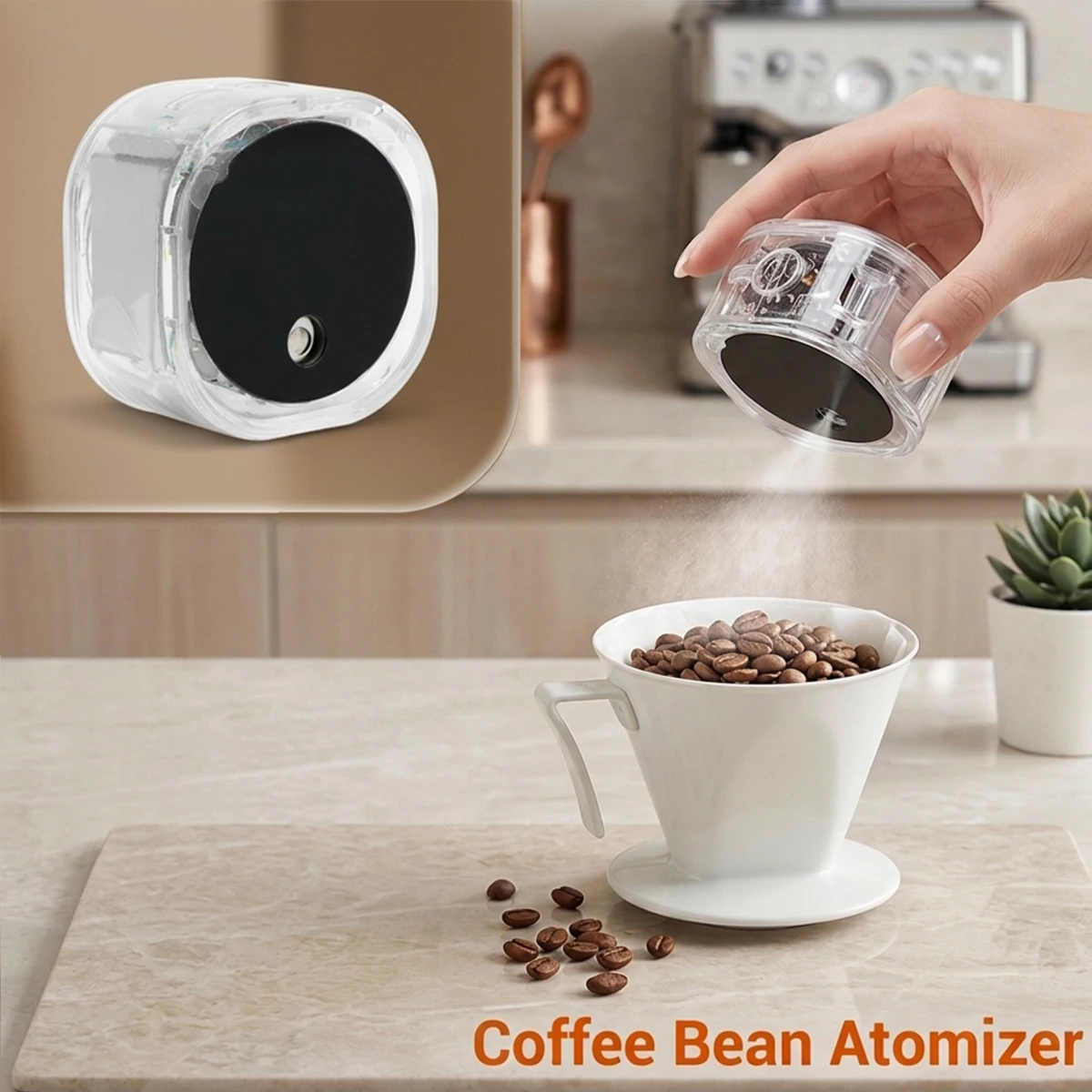 Coffee Bean Atomizer with Magnetic Base Anti-Static Automatic Spray Bottle Portable Rechargeable Practical Coffee Accessories