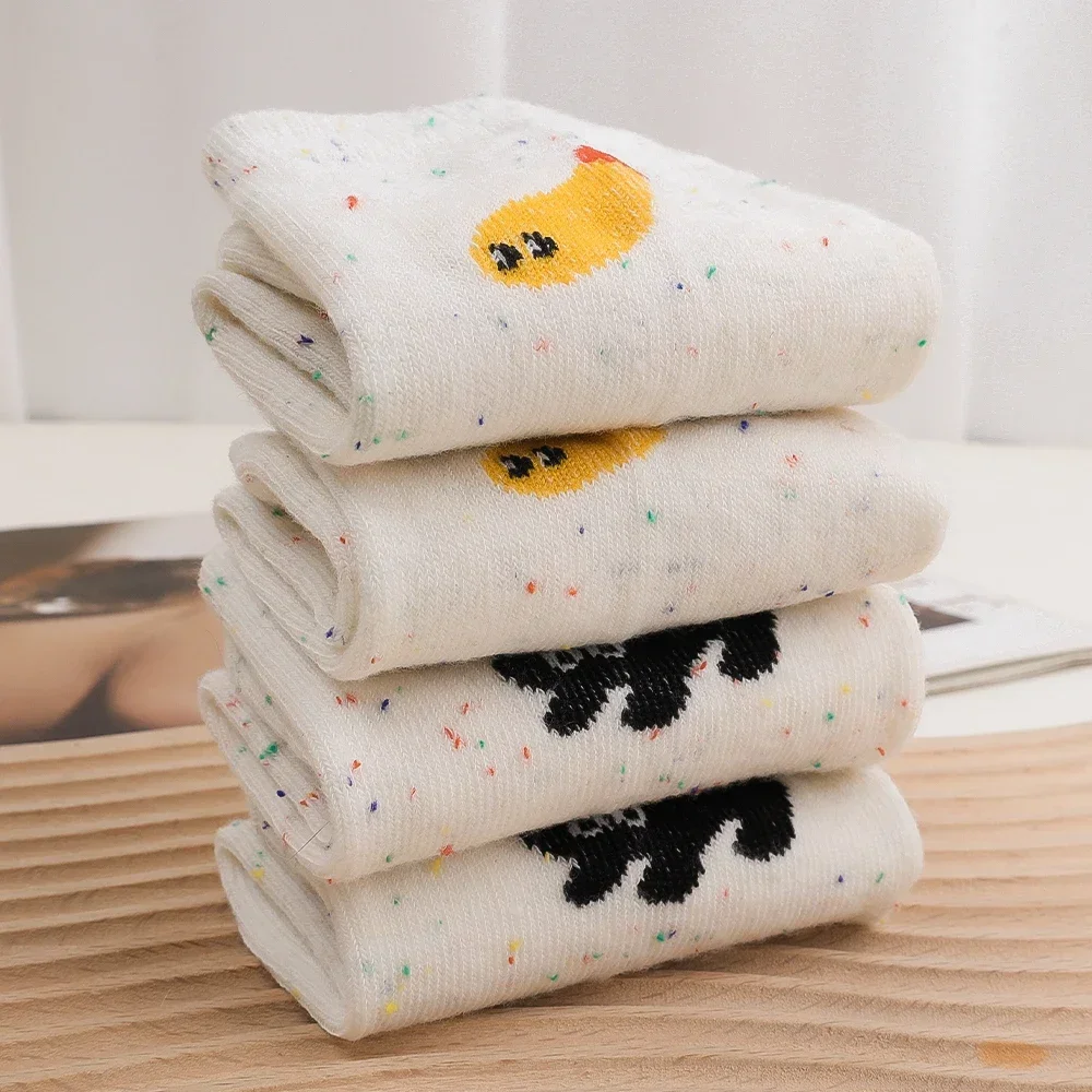 2025 New Autumn Vintage Dot Women Cat Fish Socks Cute Cartoon Cat Fish Pattern Middle Tube Socks Soft Thermal Warm Crew Sock