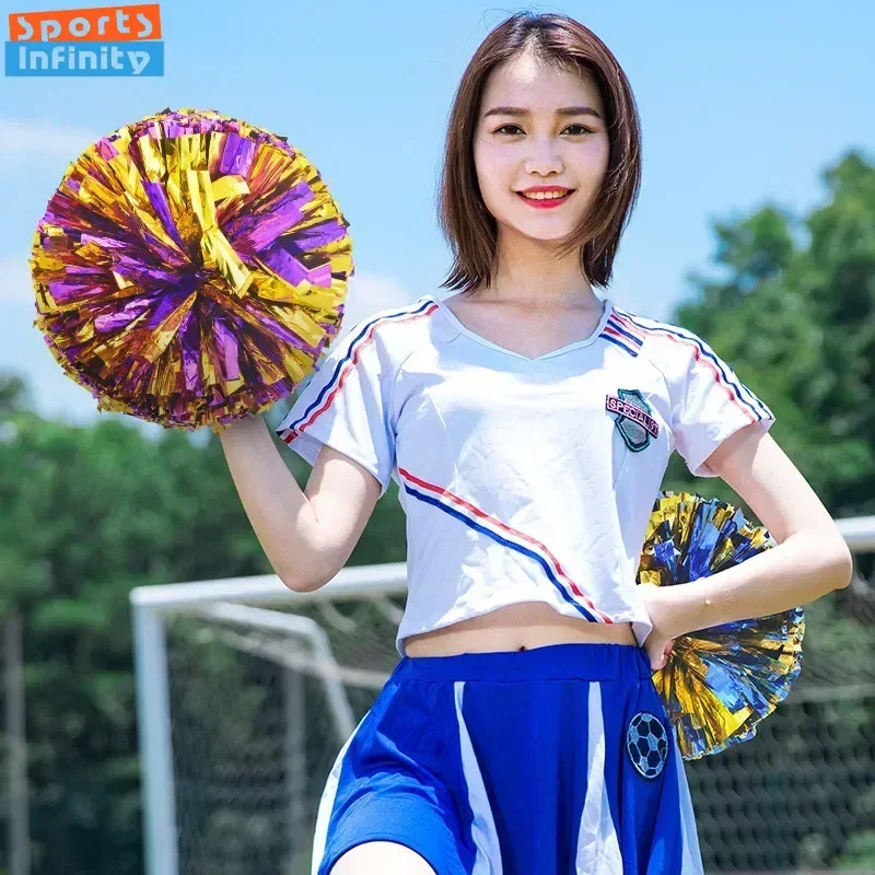 Colorful Cheerleading Pom Poms Girls Kids Finger Cheer Balls Gold Silver Purple Blue Red Green Dance Cheerleading Accessories