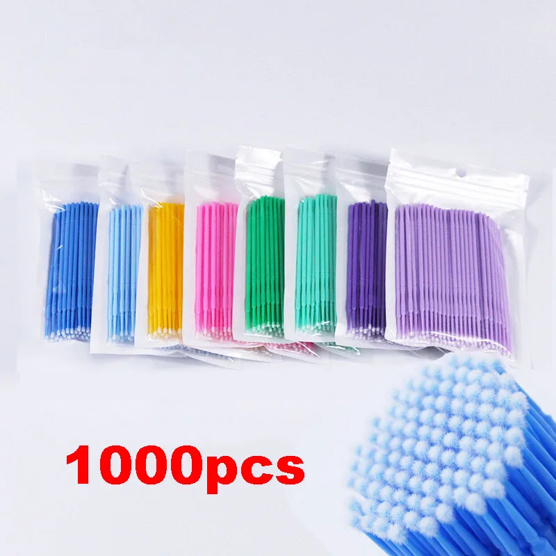 1000 pces descartável microbrush cílios extensão individual chicote removendo cotonete micro escova para ferramentas de extensão de cílios