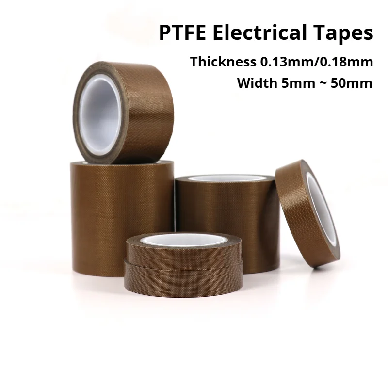 

1~10roll PTFE Tape Adhesive Cloth Insulated Width 5~50mm Thickness 0.13mm 0.18mm High Temperature Resistant Sealing PTFE Tapes