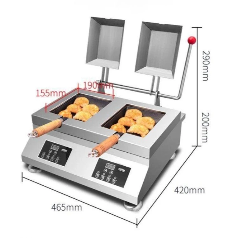 

Factory Direct Automatic Double pots Gyoza Grill two pans dumplings fryer Chinese canteen kitchen equipment