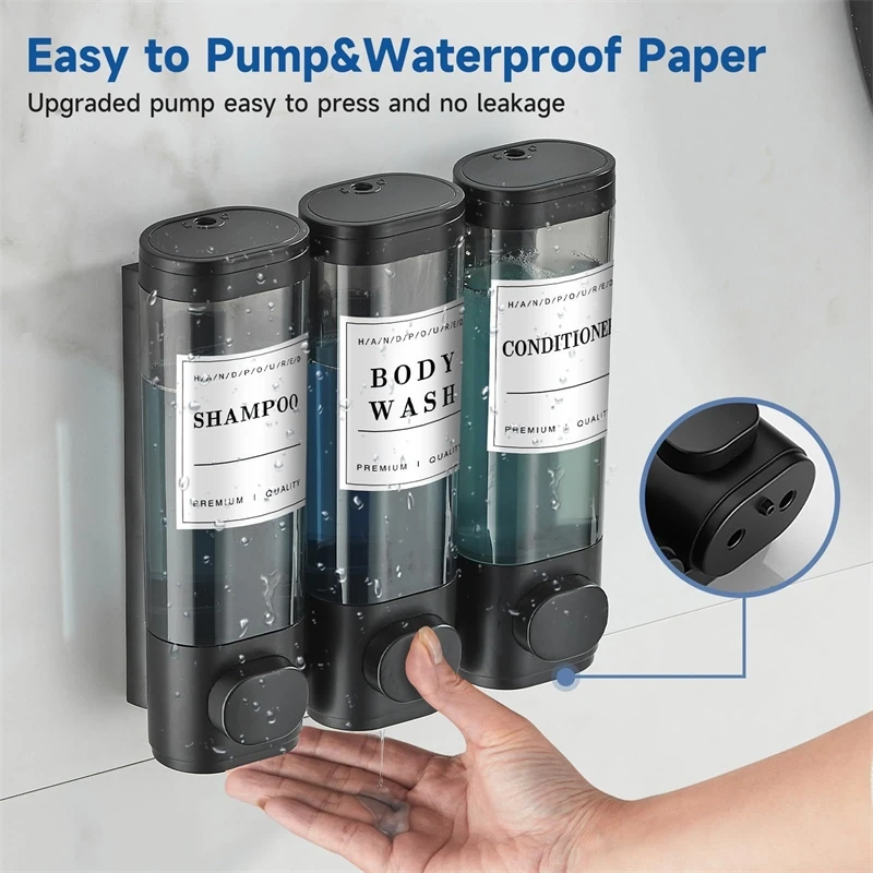 

Настенный дозатор жидкого мыла для ванной комнаты, держатель для дезинфицирующего средства для рук с тремя головками, настенное крепление, мыло, шампунь, гель, контейнер для жидкости для душа