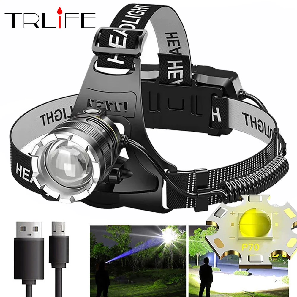 XHP70 High Power Vissen Koplamp Oplaadbare Licht Inductie Led Koplamp Waterdichte Camping Wandelen Running Led Zaklampen