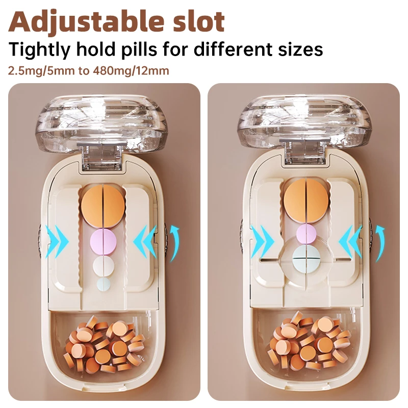 Adjustable Quartering Pill Cutter Storage Box Portable Drug Tablet Medicine Dustproof Divider Organizer Crusher Pill Cutter