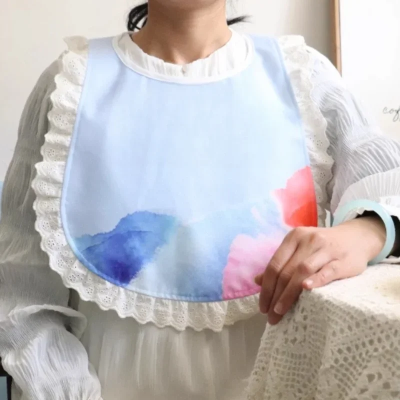 مريلة أطفال كبيرة الحجم لطيفة من الدانتيل الوردي للكبار قابلة لإعادة الاستخدام مقاومة للماء ومضادة للحشف ومضادة للزيت مريلة طعام للجنسين ABDL هدية حفلات لعب الأدوار