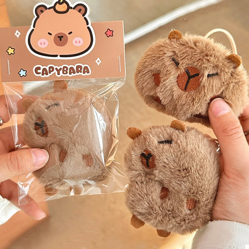 Cute Cartoon Capybara Plush Doll Brooch Bag Decoration Creative Fluffy Animals Stuffed Badge Pin For Women Birthday Gift