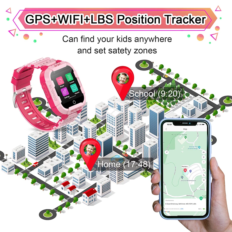 Wonlex 4G Children's Smart Watch GPS WiFi Anti-Lost Tracker Kids Smart Watch KT12s Video Call SOS GEO Fence Locator Kids Watch