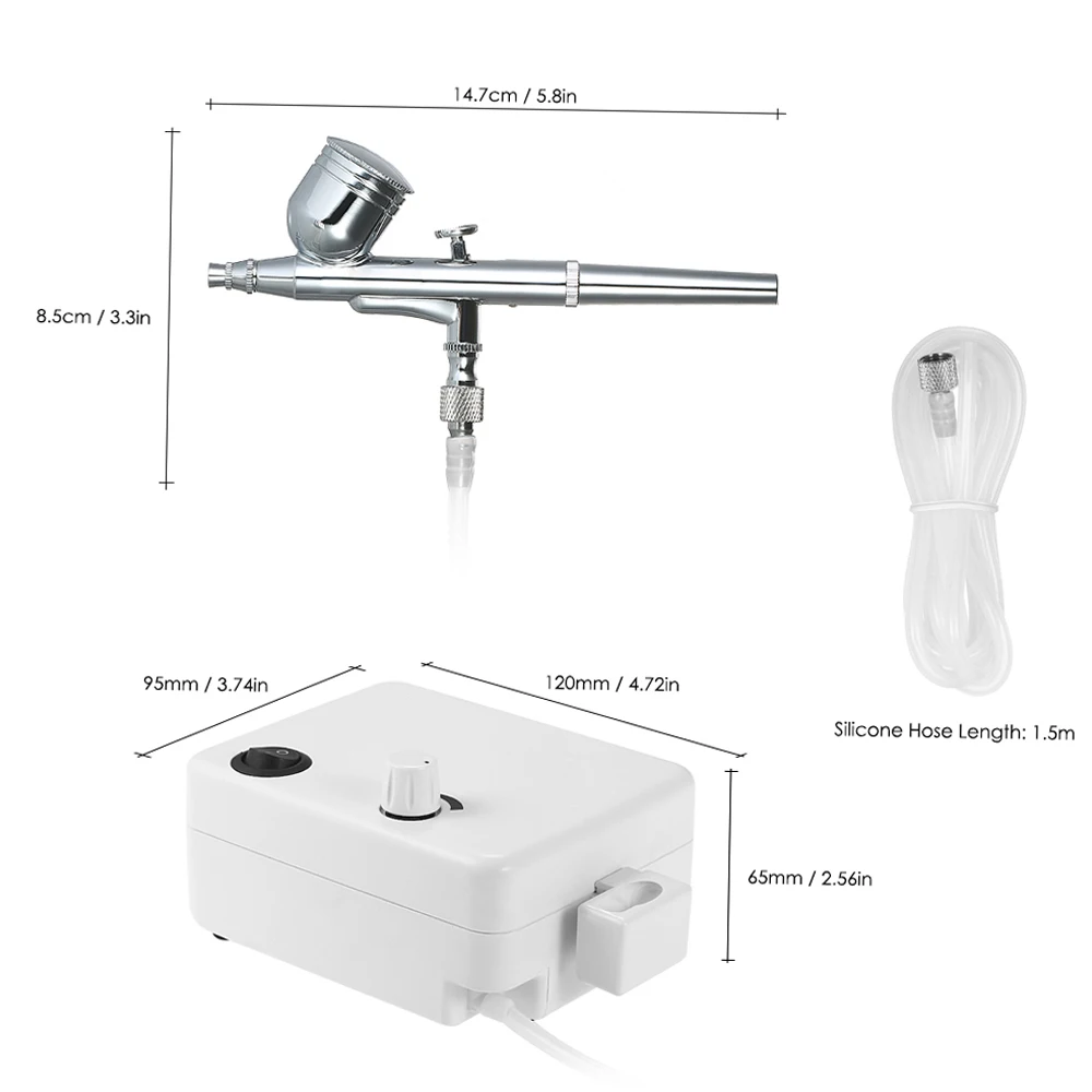 Multi-purpose  Electric Airbrush Mini Air Compressor Set Gravity Feed Air Brush Kit  Electric Paint Sprayer Air Brush Nail Tools