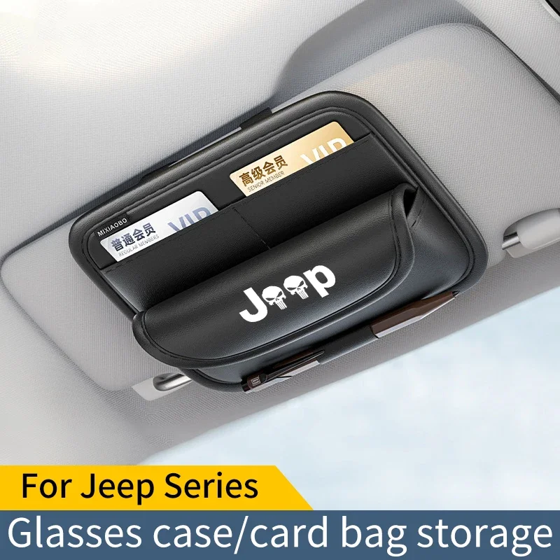 

For Jeep Rengade Compass Patriont Grand Cherokee Car Sunshade Storage Bag Car Glasses Clip Card Bag Ticket Receipt Storage Bag