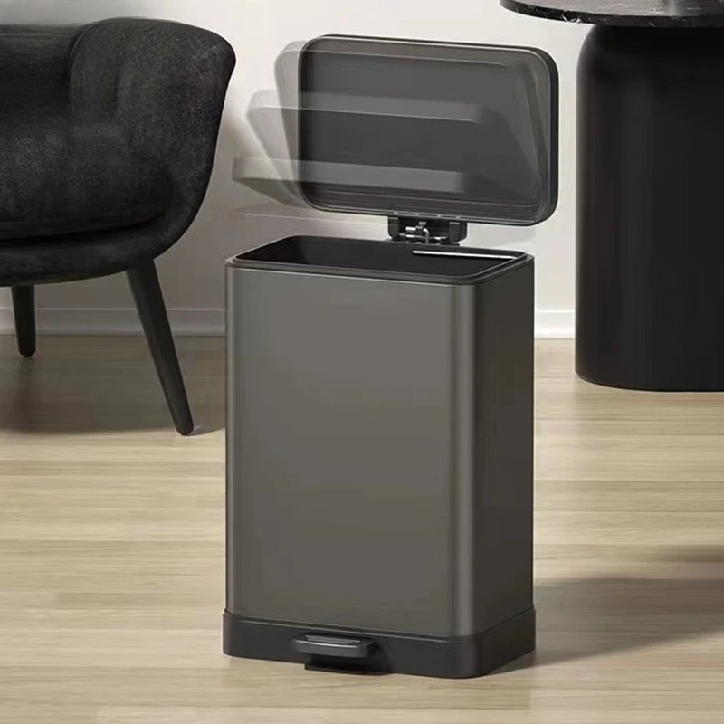 

Large Capacity Waste Bins Food Waste Recycle Trash Can Kitchen Wastebasket Stainless Steel Litter Bins Pedal Cleaning Dustbin