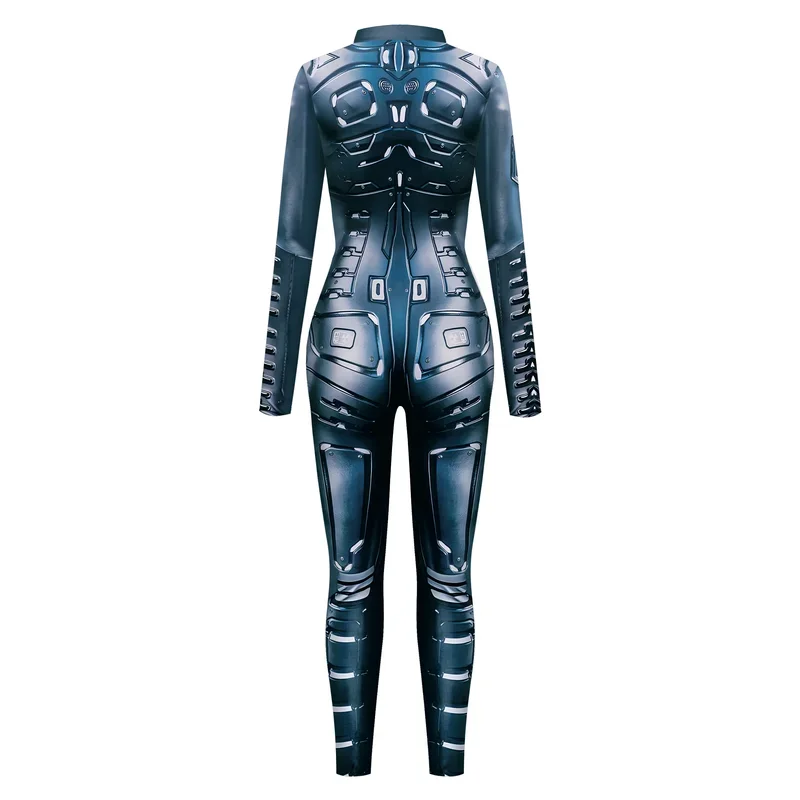 [You're My Secret] Halloween Cosplay Costume Women's Cyberpunk Zipper Robot Punk Armor Zentai Bodysuit Adult Carnival Bodysuit