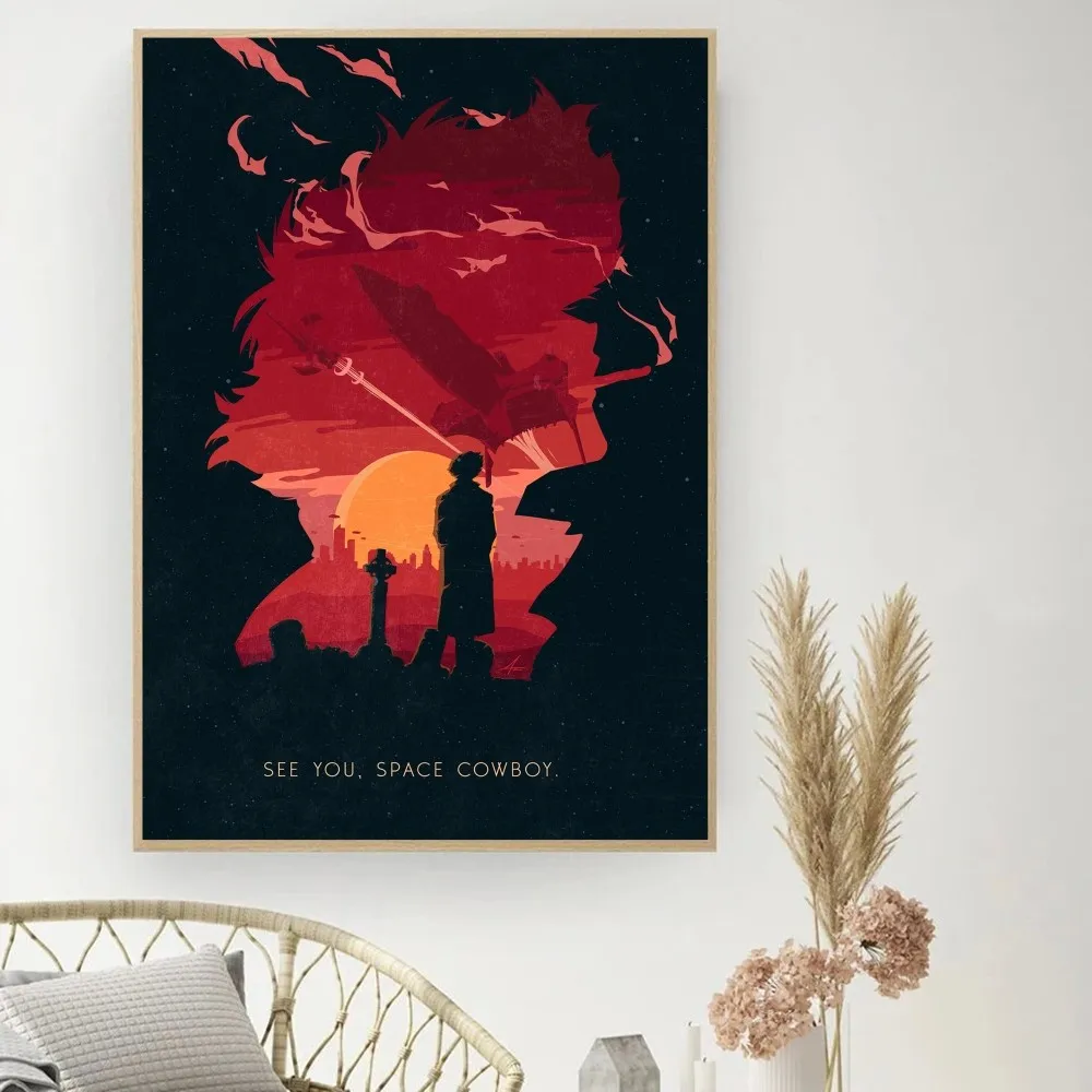 Anime C-Cowboy Bebop Poster DIY Vintage Movie Poster Wall Art Painting Study Stickers Small Szie Wall Painting