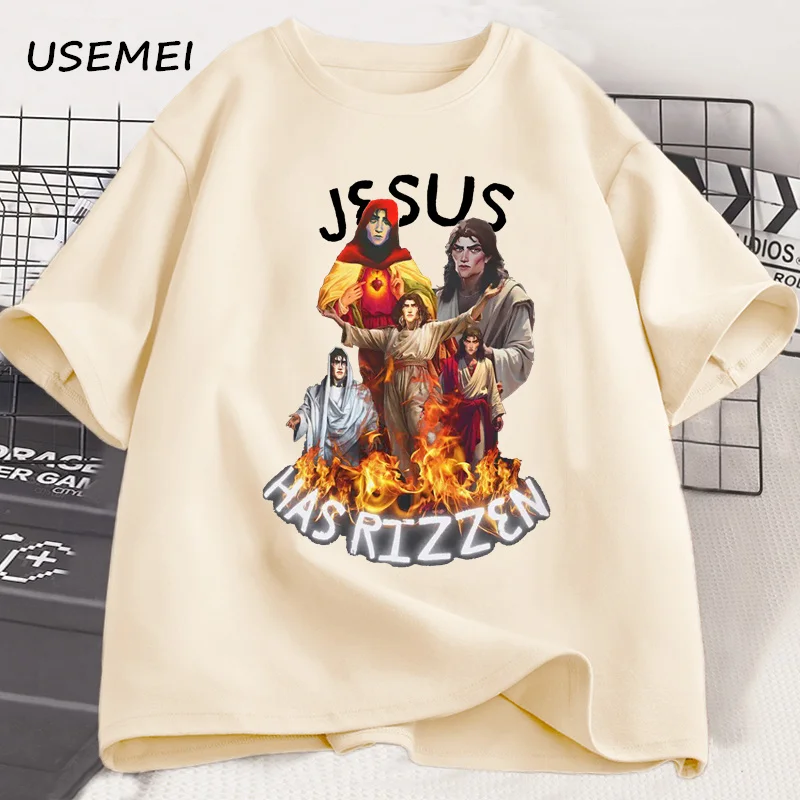 Jesus Has Rizzen Arcane Viktor Meme T-Shirt Men Women Gamer Lover Short Sleeve T Shirt Casual Cotton Round Neck Tees Streetwear