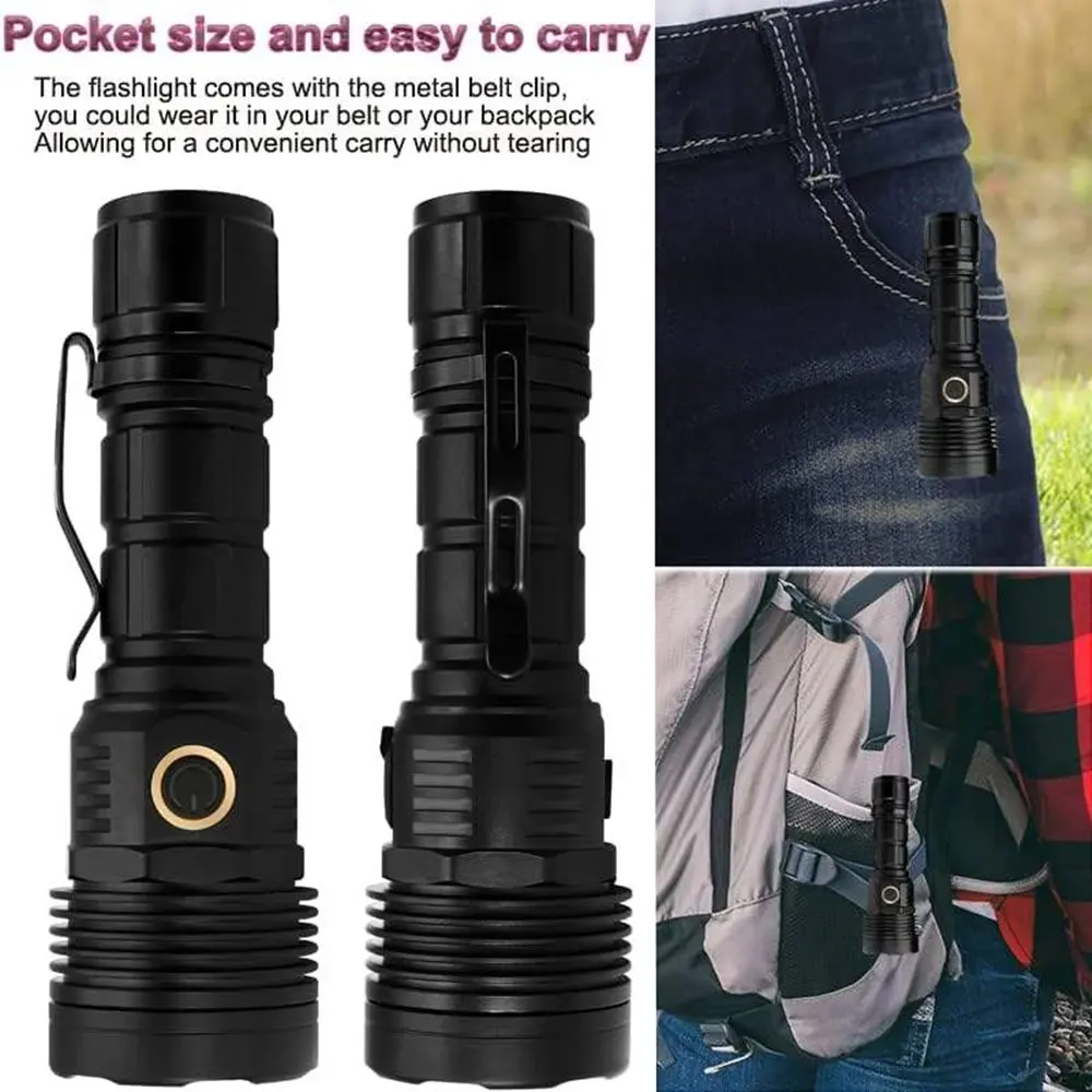 High Power ST40 LED Light Cup Flashlights Fixed Focus Long Range Waterproof Tactical Flash Light USB Rechargeable Camping Torch