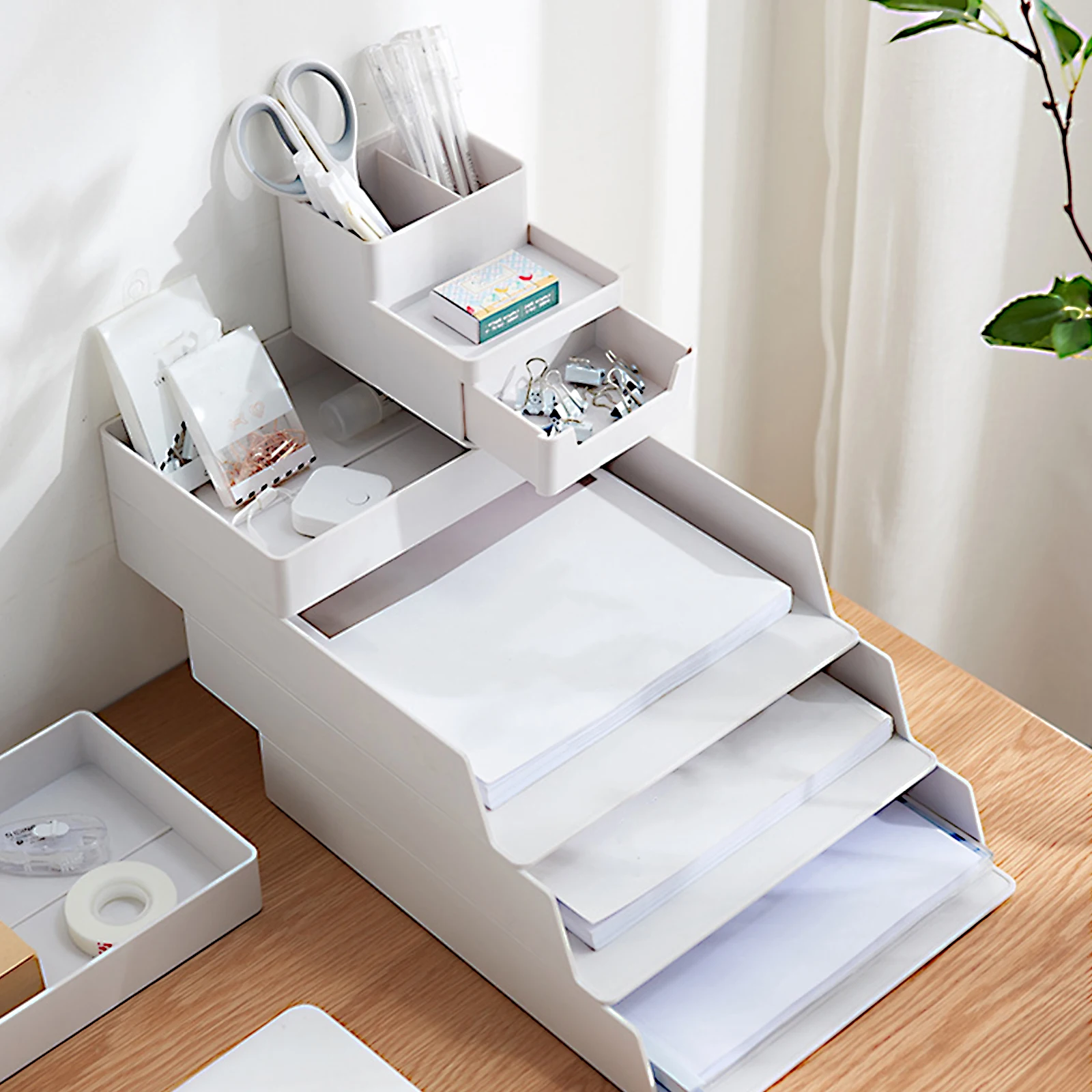 

1pc Drawer Storage Box Plastic Office Organiser Stationery Pen Holder Creative Desk Storage Case for Home Simple