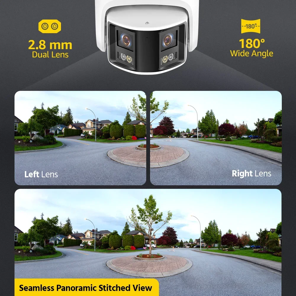 ANNKE Cámara de torreta de 6MP Lente dual Red panorámica 180 Cámara IP POE Compatible con audio bidireccional y noche colorida