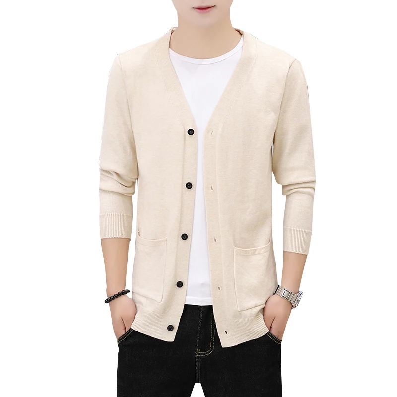 

2025 Spring Autumn New Mens Cardigan Coat Men Fashion Slim Fit Knitted Sweater Solid Single Breasted Sweaters Coats Top M-XXL