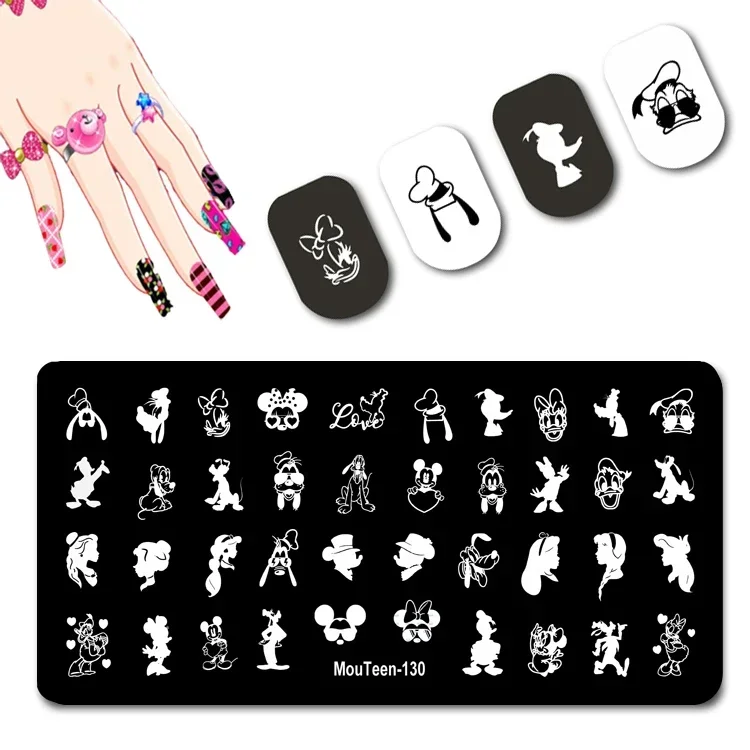 DISNEY Donald Duck Stamping Plates Mickey Mouse Nail Stamp Plate Disney Cartoon Nail Art Molds #130