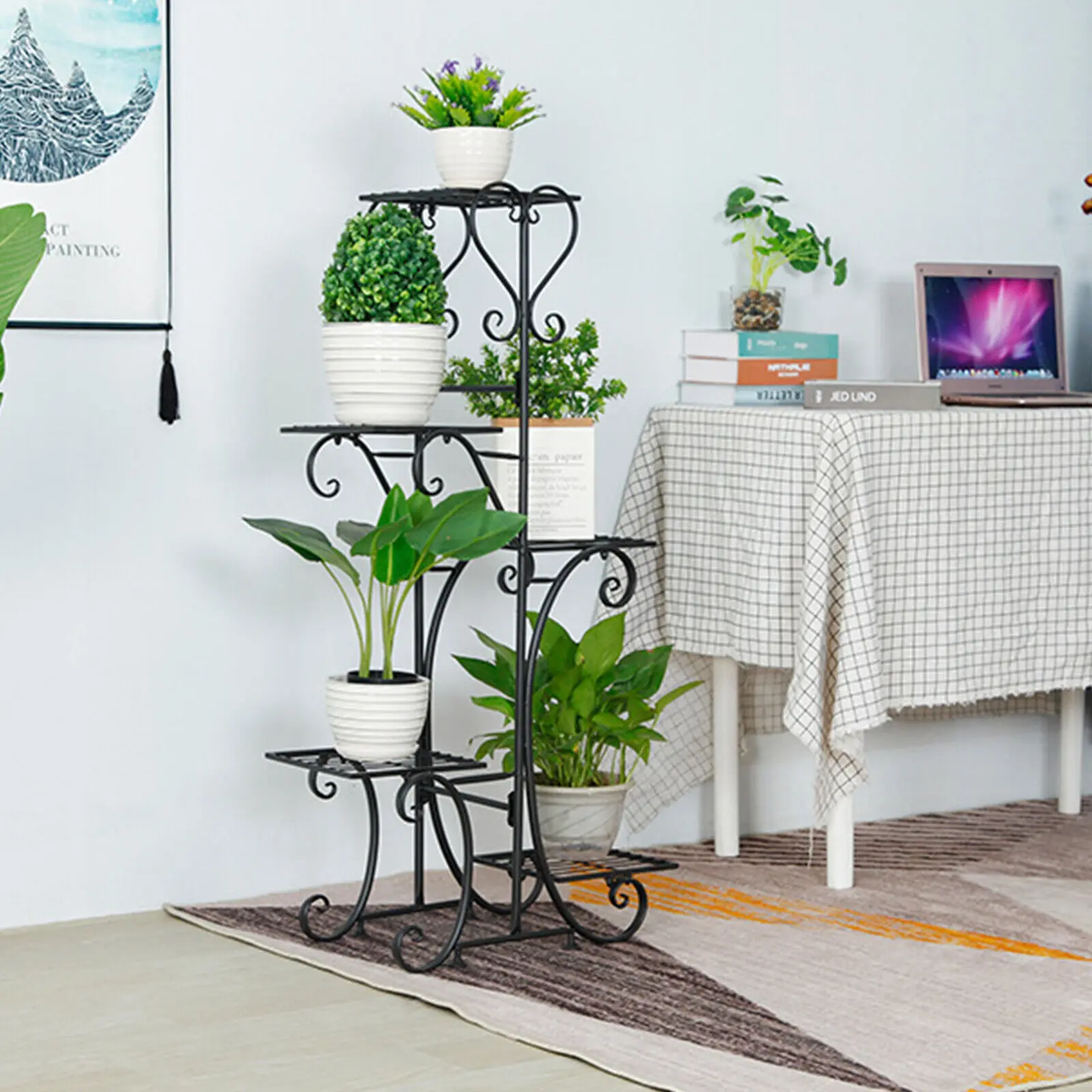 5 Tiers Garden Plant Stand Outdoor Indoor Display Holder Shelf Balcony Garden Yard Decor Flower Rack