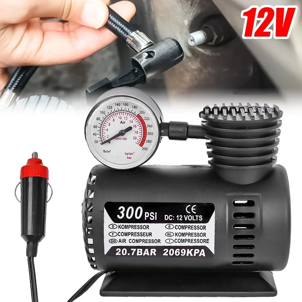 Bomba infladora de carro elétrica 12v, mini bomba infladora de pneus portátil, acessórios especiais