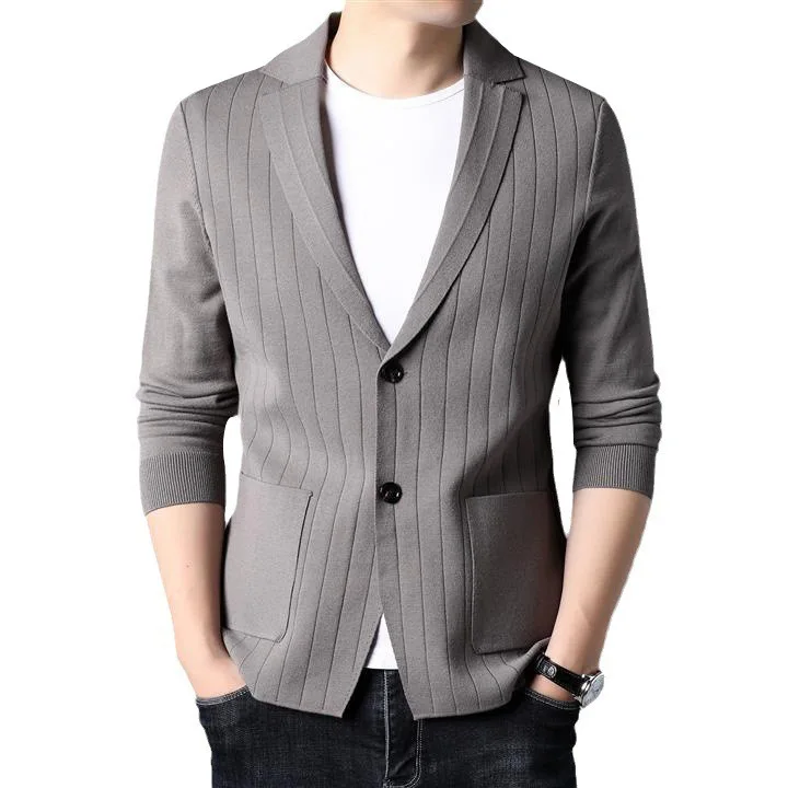 

2023 Men's Fall Lapels Knitted Cardigan Youth New Handsome Slim Casual Sweater